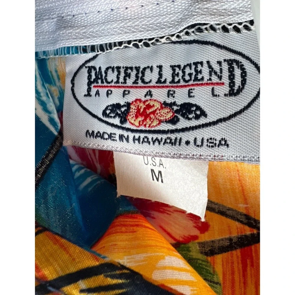Pacific Legend Sleeveless Faux Wrap Above Knee Dress Women's Sz M Blue Tropical‎